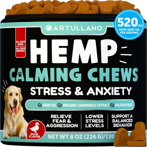Artullano Hemp Calming Soft Chews for Dogs, Duck Flavor, 120 Count
