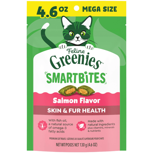 Greenies Feline Smart Bites Healthy Skin & Fur Salmon — manufacturer recipe-family image; package size may differ