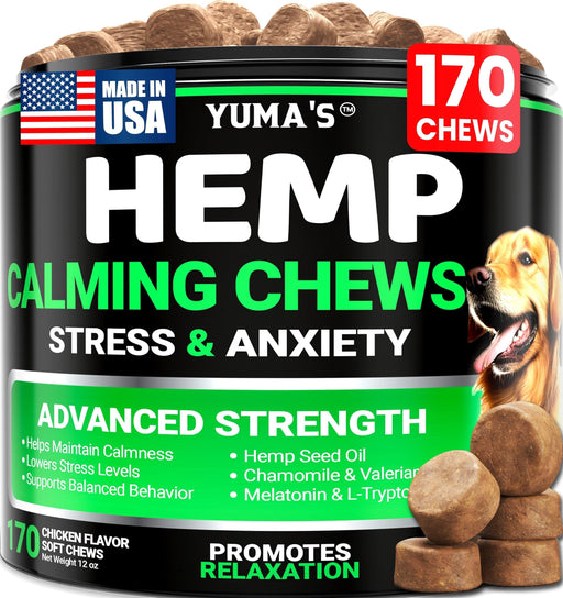 YUMA'S Hemp Calming Soft Chews for Dogs, Chicken Flavor, 170 Count