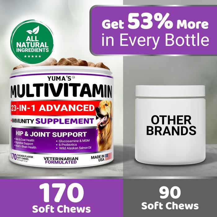 YUMA'S 23-in-1 Multivitamin Soft Chews for Dogs, Chicken Flavor, 2-Pack, 340 Count