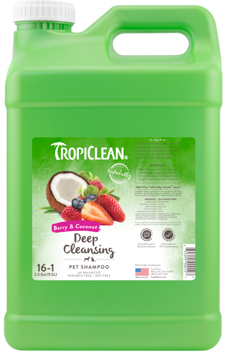 TropiClean Berry & Coconut Deep Cleansing Shampoo for Pets, 2.5 gal — 2.5 gal retail package