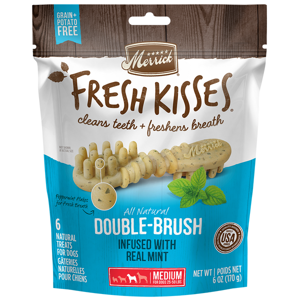 Merrick Fresh Kisses Infused With Mint - For Medium Dogs (25-50 Lbs) Dog Dental Chews — 6-count package