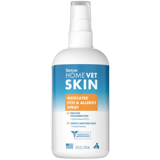 TropiClean HomeVet Medicated Itch & Allergy Pet Spray — 8 oz retail package