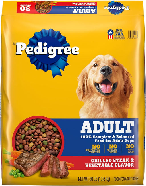 Pedigree Complete Nutrition Adult Dry Dog Food, Grilled Steak & Vegetable Flavor, 30 lb. Bag