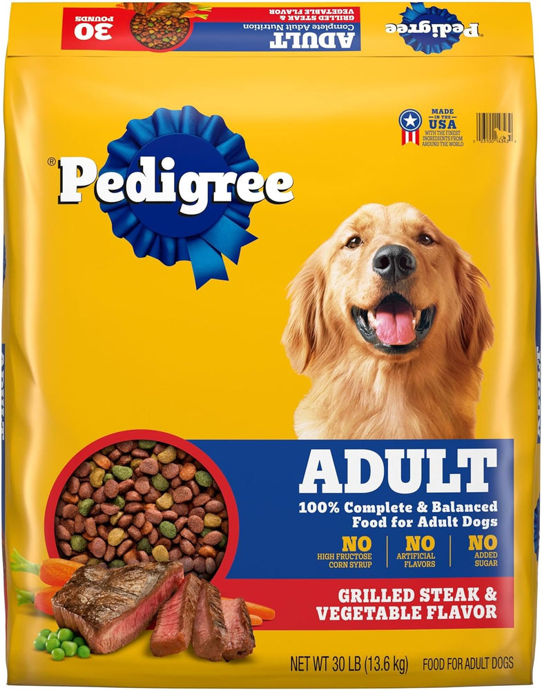 Pedigree Complete Nutrition Adult Dry Dog Food, Grilled Steak & Vegetable Flavor, 30 lb. Bag