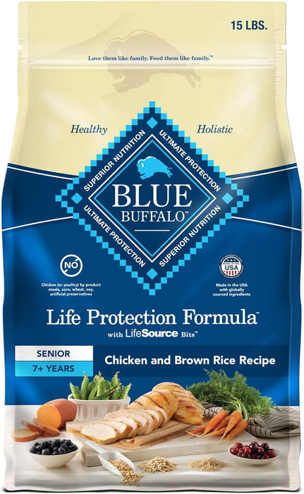 Blue Buffalo Life Protection Formula Senior Dry Dog Food, Chicken & Brown Rice Recipe, Made with Natural Ingredients, Supports Joint Health and Mobility