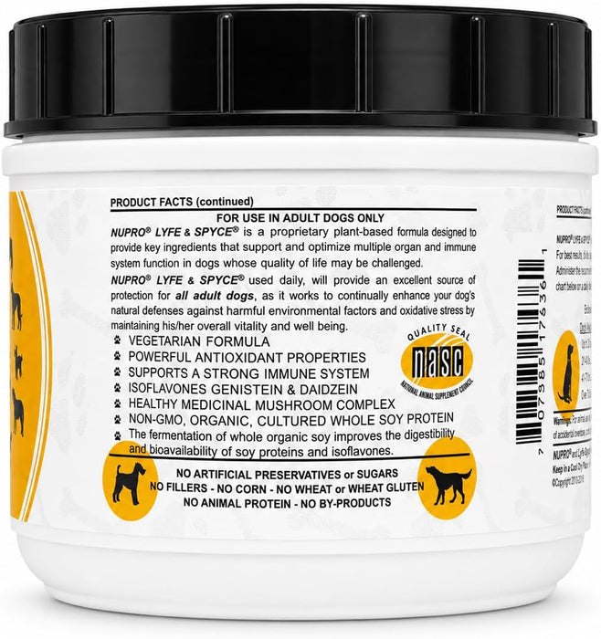 Nupro Lyfe-Spyce Plant-Based Dog Supplement with Turmeric, Mushrooms & Ginger