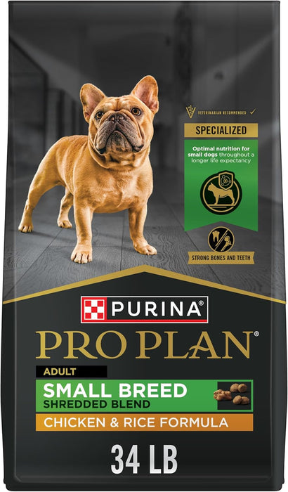 Purina Pro Plan Small Breed Dog Food With Probiotics for Dogs, Shredded Blend Chicken & Rice Formula