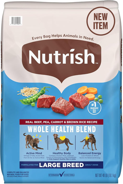 Nutrish Large Breed Real Beef, Pea, Carrot & Brown Rice Recipe Whole Health Blend Dry Dog Food