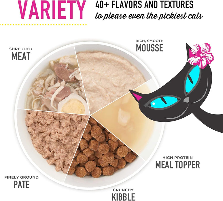 TIKI PETS Cat After Dark Grain-Free, Low-Carbohydrate Wet Food with Real Shredded Meat for Cats & Kittens, 2.8oz, 12pk, Chicken & Beef, Black.