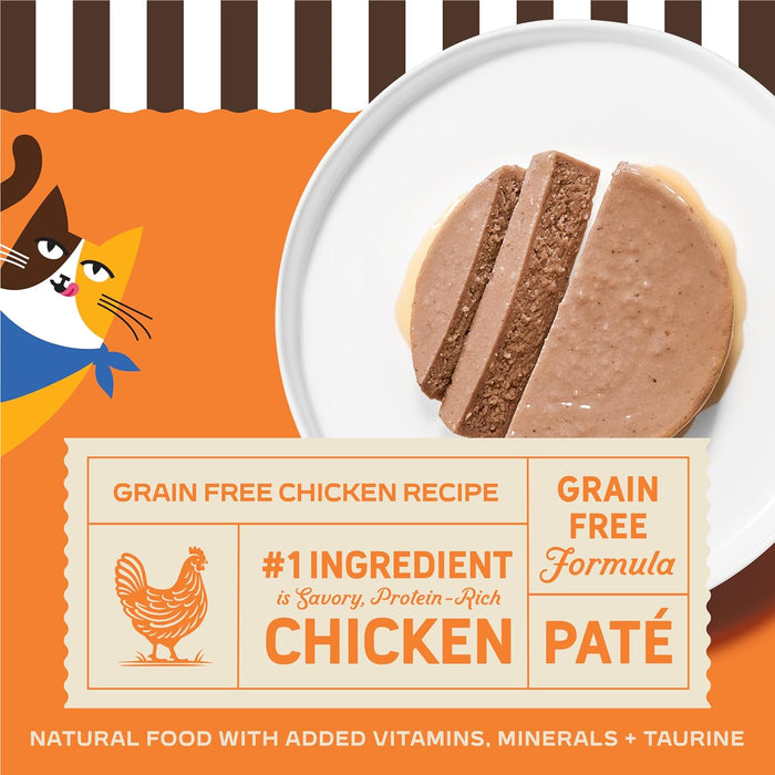 Merrick Purrfect Bistro Grain Free Premium Soft Canned Pate Adult Wet Cat Food, High Protein Chicken Recipe