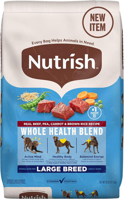 Nutrish Large Breed Real Beef, Pea, Carrot & Brown Rice Recipe Whole Health Blend Dry Dog Food