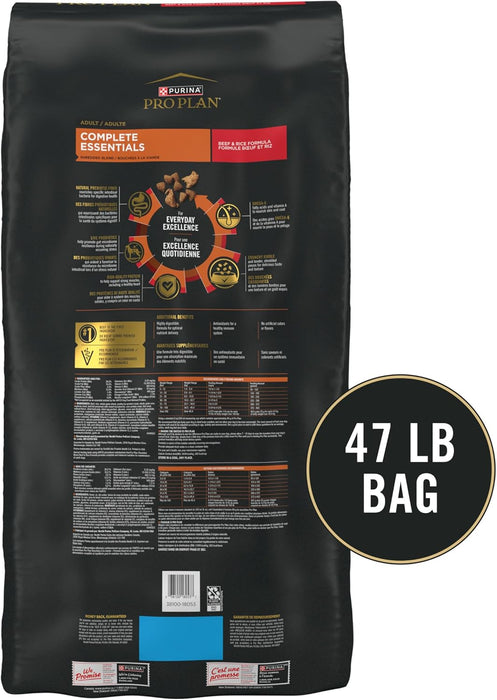 Purina Pro Plan Complete Essentials Shredded Blend Beef and Rice Dog Food Dry Formula with Probiotics for Dogs