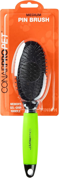 CONAIRPRO dog & cat - Medium Pin Brush - Dog Brush for Shedding, Stainless Steel Round Tip Pins with Memory Grip Gel, Ideal for Medium Breeds