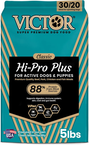 Victor Hi-Pro Plus Dog Food – High Protein 30% Beef, Chicken & Fish Formula for Active Dogs
