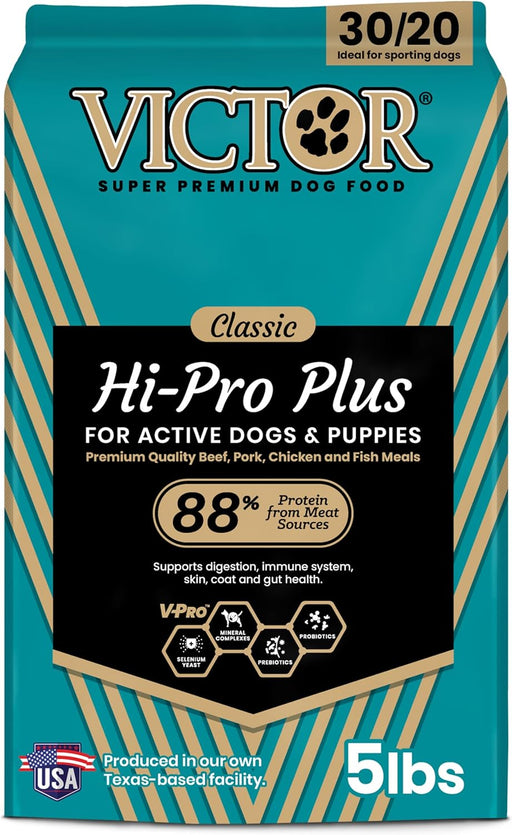 VICTOR Super Premium Dog Food – Hi-Pro Plus Dry Kibble – High Protein Dog Food with 30% Protein – Beef, Chicken, Pork, Fish Meals, Gluten Free - for High Energy and Active Dogs & Puppies
