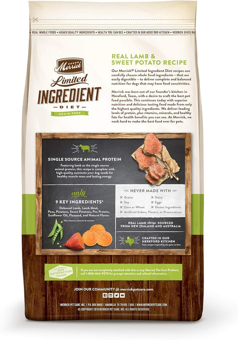 Merrick Limited Ingredient Diet Grain-Free Chicken-Free Real Lamb & Sweet Potato Recipe Dry Dog Food
