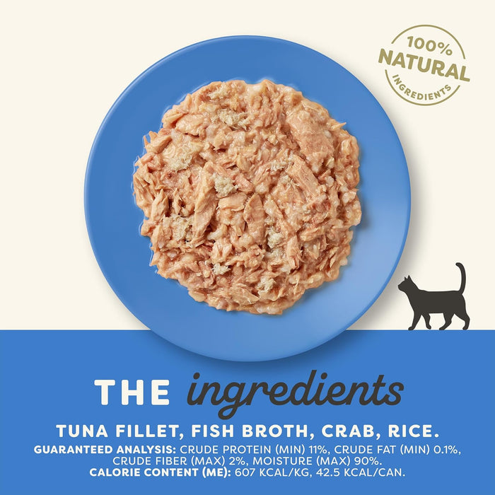 Applaws Natural Wet Canned Cat Food, Limited and Natural Ingredients, High Protein with No Artificial Additives, Tuna Fillet & Crab in Broth