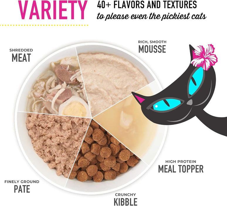 Tiki Cat Luau Shredded Meat, Ahi Tuna & Mackerel Recipe in Tuna Consumme, Grain-Free Balanced Nutrition Wet Canned Cat Food, For All Life Stages.