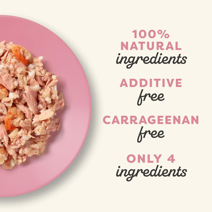 Applaws Natural Wet Cat Food, 24 Count, Limited Ingredient Canned Wet Cat Food, Tuna Fillet with Shrimp in Broth.