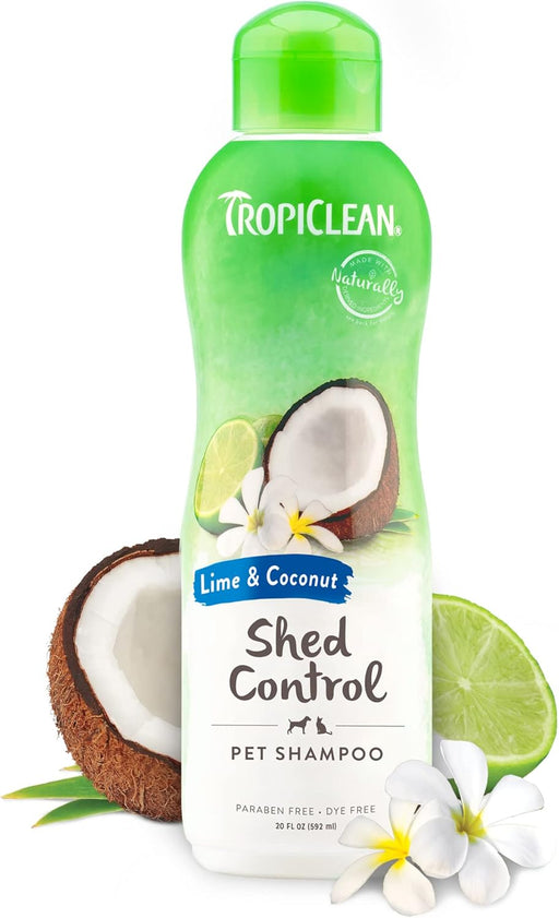 TropiClean Deshedding Dog Shampoo, Fast-Acting Shedding Control & Coat Softener, Puppy Safe, Made in USA, Lime & Coconut Scent, Cat Friendly, 20oz.