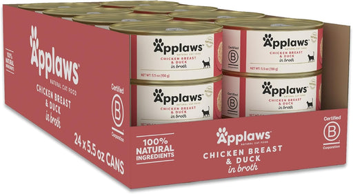 Applaws Natural Wet Cat Food – Chicken Breast & Duck in Broth, High Protein, Limited Ingredients