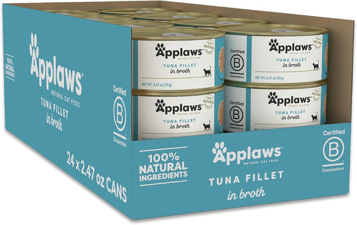 Applaws Natural Wet Cat Food, 24 Pack, Limited Ingredient Canned Wet Cat Food, Tuna Fillet in Broth.
