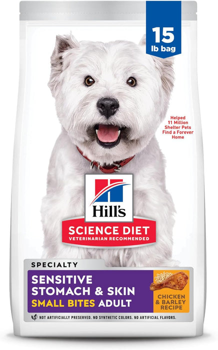 Hill's Science Diet Adult Sensitive Stomach & Sensitive Skin Small Bites Dry Dog Food, Chicken Recipe
