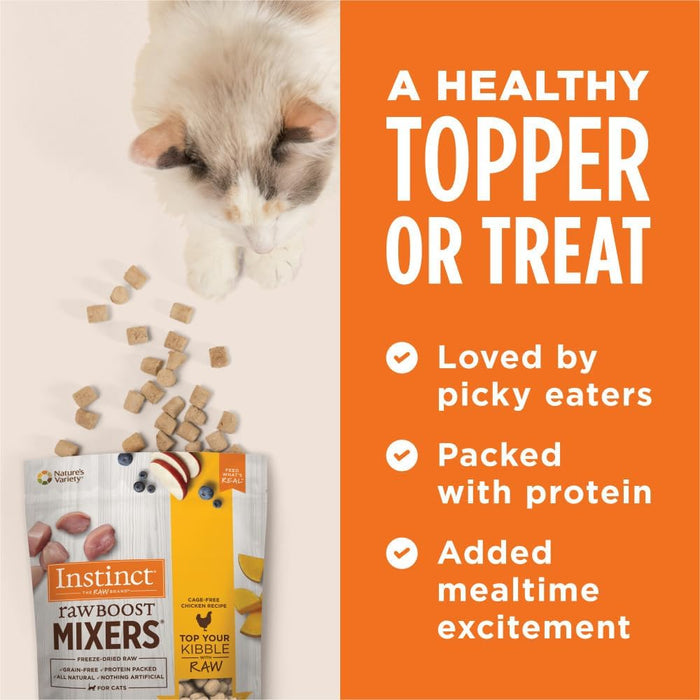 Instinct Raw Boost Mixers Freeze-Dried Cat Food Topper – Grain-Free Chicken Recipe High Protein