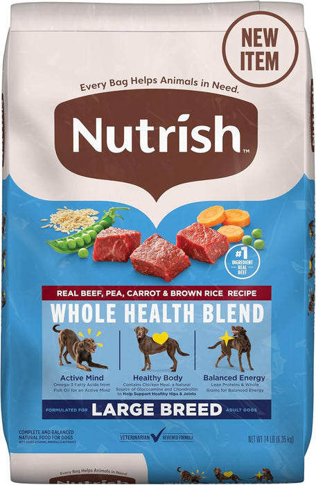 Nutrish Large Breed Real Beef, Pea, Carrot & Brown Rice Recipe Whole Health Blend Dry Dog Food