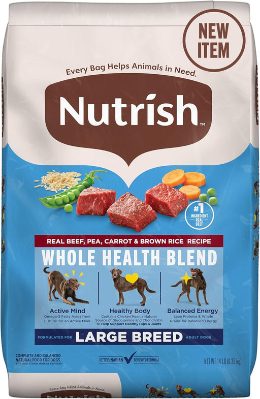 Nutrish Large Breed Real Beef, Pea, Carrot & Brown Rice Recipe Whole Health Blend Dry Dog Food