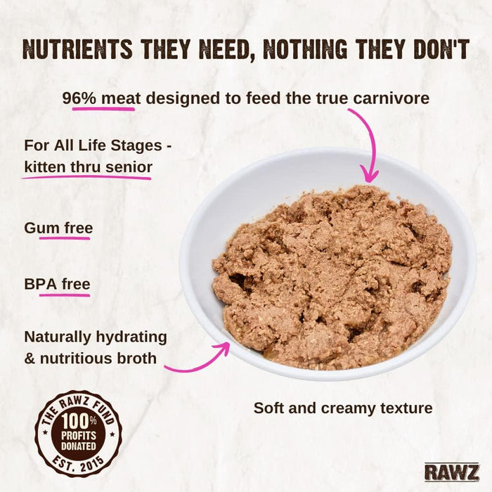 Rawz Natural Premium Pate Canned Cat Wet Food - Made with Real Meat Ingredients No BPA or Gums.