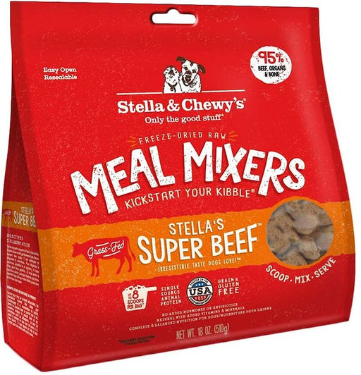 Stella & Chewy's Freeze Dried Dog Food,Snacks Super Meal Mixers 18-Ounce Bag, Bundle Pack with Hotspot Pets Food Bowl (Super Beef)