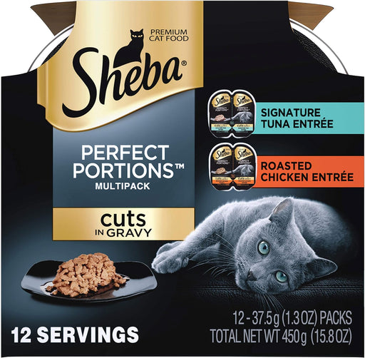 Sheba Perfect Portions Cuts in Gravy Multipack with Salmon and Tuna Wet Cat Food