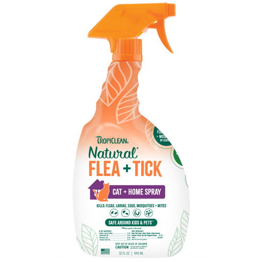 TropiClean Natural* Flea + Tick Home + Cat Spray, 32oz — 32oz retail package