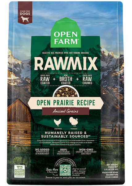Open Farm RawMix Open Prairie Recipe with Ancient Grains Dog — manufacturer recipe-family image; packaging size may differ
