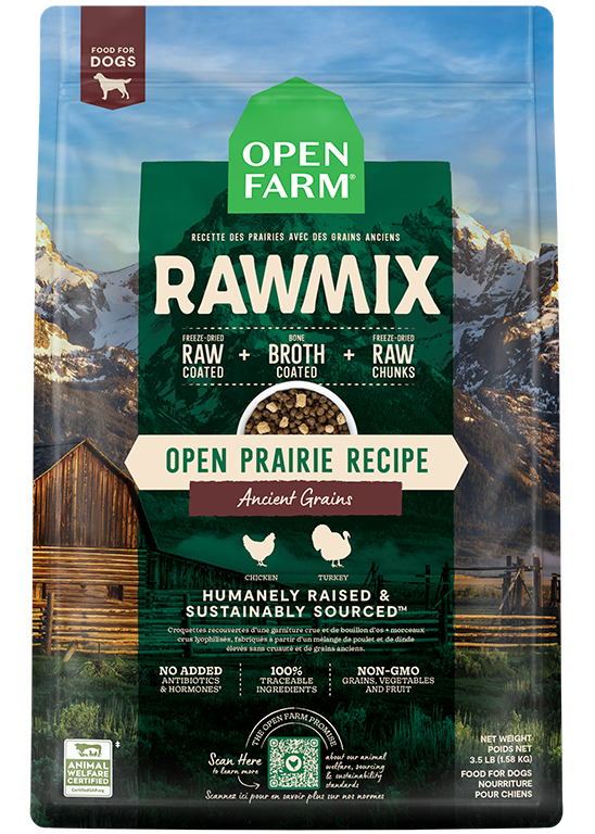 Open Farm RawMix Open Prairie Recipe with Ancient Grains Dog — manufacturer recipe-family image; packaging size may differ