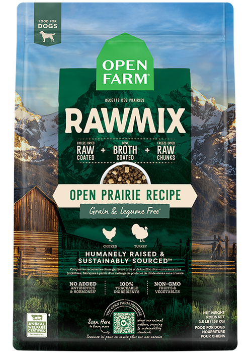 Open Farm RawMix Open Prairie Recipe Grain & Legume Free Dog — manufacturer recipe-family image; packaging size may differ