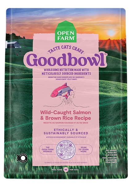 Open Farm GoodBowl Wild-Caught Salmon and Brown Rice Dry Cat Food — manufacturer recipe-family image; packaging size may differ