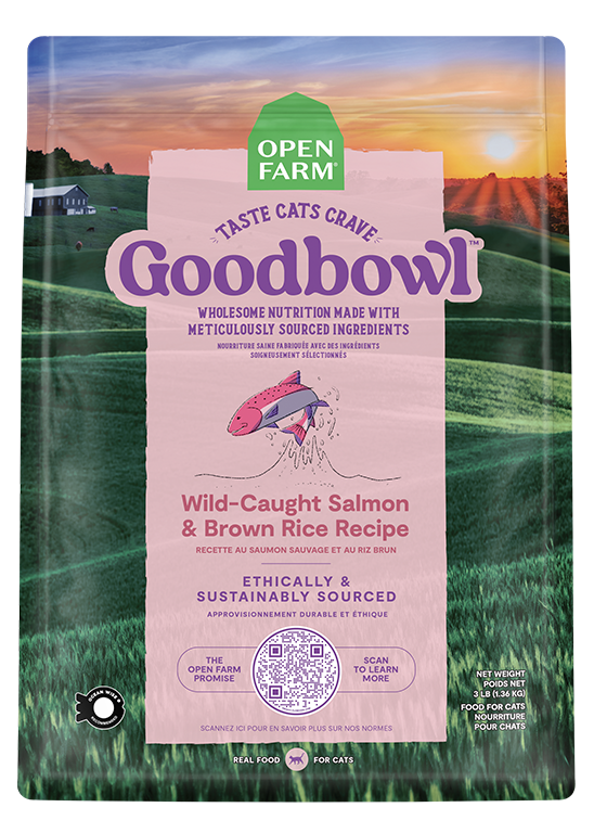Open Farm GoodBowl Wild-Caught Salmon and Brown Rice Dry Cat Food — manufacturer recipe-family image; packaging size may differ