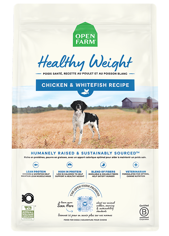 Open Farm Healthy Weight Chicken & Whitefish Dog — manufacturer recipe-family image; packaging size may differ