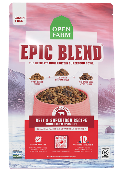 Open Farm Epic Blend Grain Free Beef and Superfood Dog — manufacturer recipe-family image; packaging size may differ