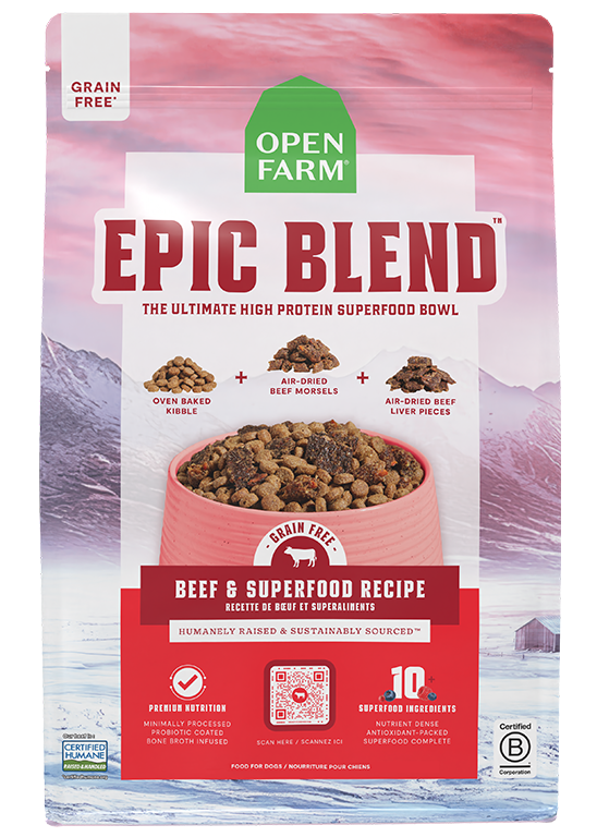 Open Farm Epic Blend Grain Free Beef and Superfood Dog — manufacturer recipe-family image; packaging size may differ