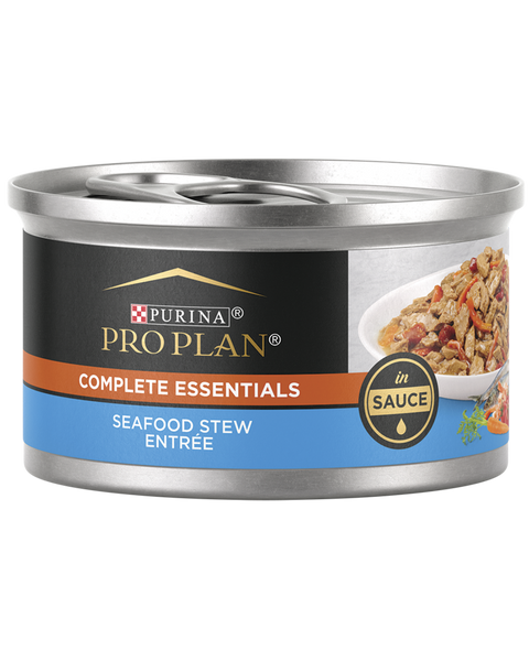 Purina Pro Plan Complete Essentials Seafood Stew Entrée In Sauce Wet Cat Food — 3-oz, case of 24