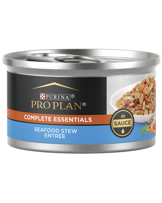 Purina Pro Plan Complete Essentials Seafood Stew Entrée In Sauce Wet Cat Food — 3-oz, case of 24