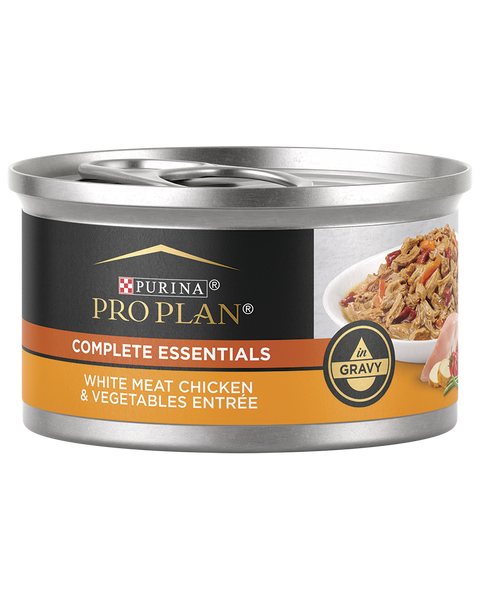 Purina Pro Plan Complete Essentials White Meat Chicken & Vegetable Entrée in Gravy Wet Cat Food — 3-oz, case of 24