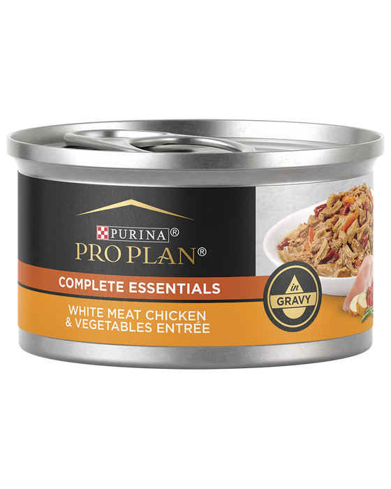 Purina Pro Plan Complete Essentials White Meat Chicken & Vegetable Entrée in Gravy Wet Cat Food — 3-oz, case of 24