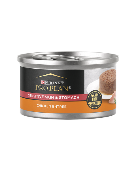Purina Pro Plan Sensitive Skin & Stomach Chicken Entrée Grain Free Classic Wet Cat Food — 3 oz — case of 24