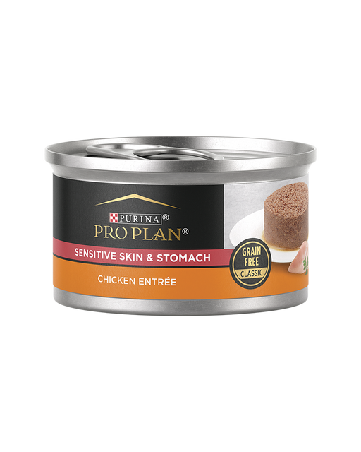 Purina Pro Plan Sensitive Skin & Stomach Chicken Entrée Grain Free Classic Wet Cat Food — 3 oz — case of 24