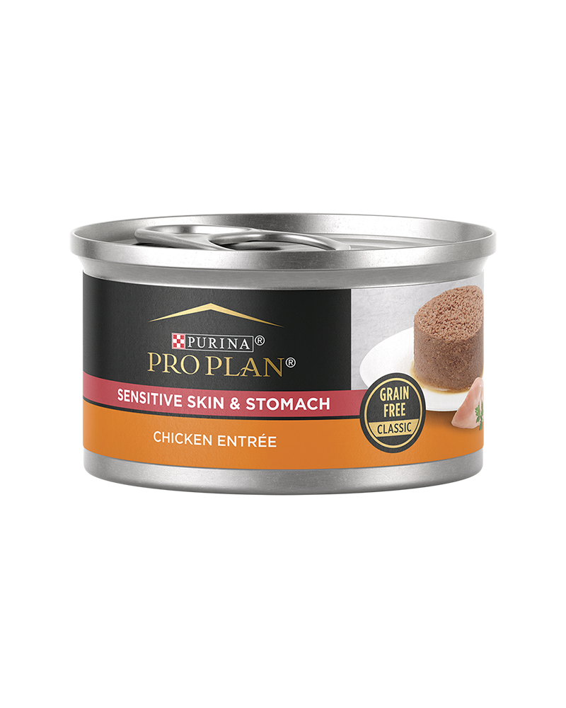 Purina Pro Plan Sensitive Skin & Stomach Chicken Entrée Grain Free Classic Wet Cat Food — 3 oz — case of 24